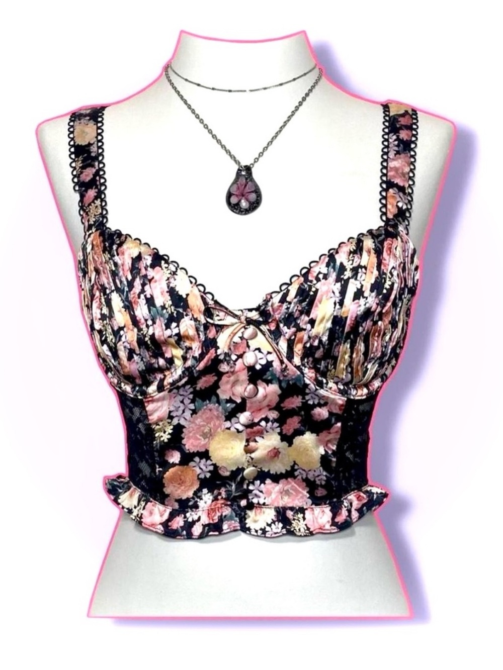 For Love And Lemons Floral Corset Bustier Top